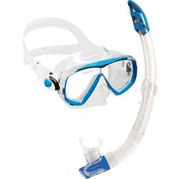 Cressi Combo Set Estrella + Gamma Conjunto Combinado de máscara de Buceo y Snorkel, Unisex-Adulto, Transparent/Azul, Talla única
