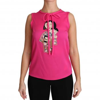 Dolce & Gabbana Pink Family Silk Tank Mama Blouse Top Shirt - IT42|M, Sleeveless, Female, Size: S