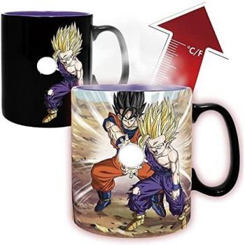 Taza de efecto térmico Dragon Ball DBZ / Gohan Cell de color negro, impresa en cerámica, capacidad aproximada de 460 ml, en caja de regalo.