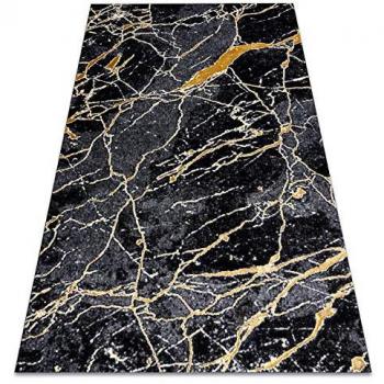 Alfombra Moderna Gloss Mármol Elegante 200x290 cm Negro/Gris