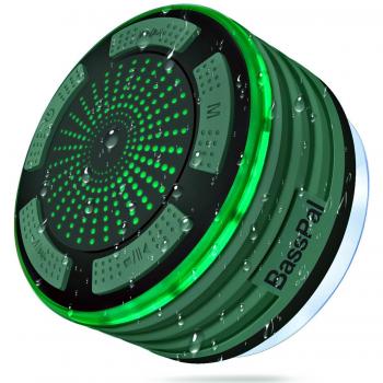 BassPal Altavoz de ducha, IPX7 impermeable portátil inalámbrico Bluetooth 4.0 altavoces con super bajo y sonido HD, altavoz perfecto para la playa, piscina, cocina y hogar