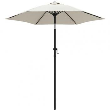 Sombrilla Parasol 200 x 211 cm de Aluminio Blanco con Base Arena