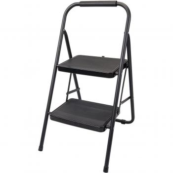 Escalera de 2 peldaños Silverline de acero con capacidad de carga de 150kg - Negro