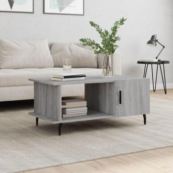 Mesa de centro madera contrachapada 90x50x40 cm en color Blanco, Negro o Gris Sonoma, diseño brillante y funcional para salón, comedor o como mesa auxiliar