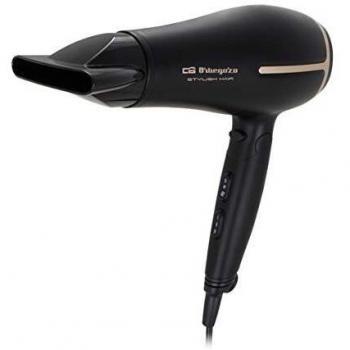 Orbegozo SE 2074 - Secador de pelo plegable, 2000 W de potencia, 2 velocidades, 3 niveles de temperatura, golpe de aire frío para fijar el peinado, incluye concentrador y difusor