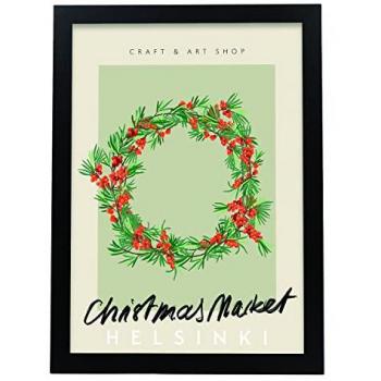 Lámina Artística Decorativa Mercado de Navidad Helsinki A3 - Estilo Abstracto - Alto Brillo - Madera MDF