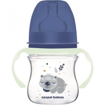 Biberón con asas fluorescentes Sleeping Koala 120ml (0-6 m) - Canpol Babies