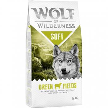 Wolf of Wilderness Soft & Strong 2 x 12 kg - Pack Ahorro - Green Fields con cordero