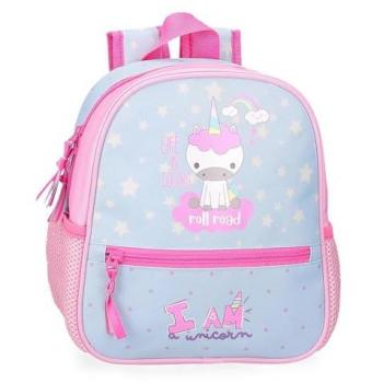 Mochila Preescolar Adaptable a Carro Roll Road Soy un Unicornio 25 cm, Azul, Poliéster 5.75L