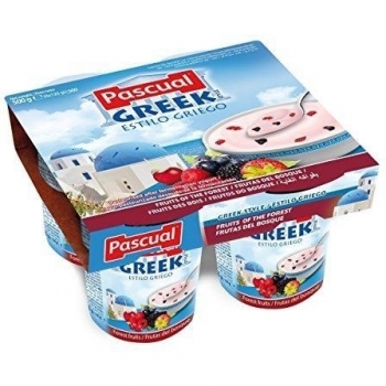 Pascual Yogur Griego Sabor Frutas del Bosque - Paquete de 4 x 125 gr - Total: 500 gr
