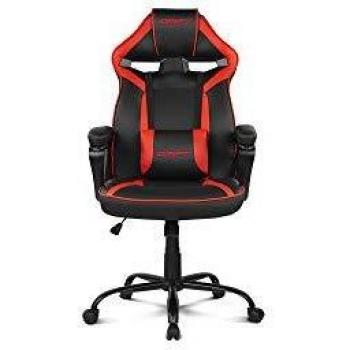 Drift DR50BR- Silla Gaming Profesional, polipiel, reposabrazos acolchados, piston clase 4, asiento basculante, altura regulable, cojín lumbar, color Negro/rojo