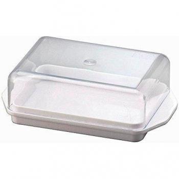 Mantequera con tapa, color blanco y transparente, para el refrigerador