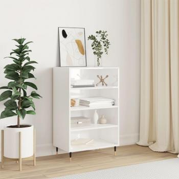Aparador alto de madera de ingeniería blanco brillante 57x35x90 cm - Mueble de Almacenaje para Salón, Buffet, Armario Auxiliar y Armario de Almacenamiento