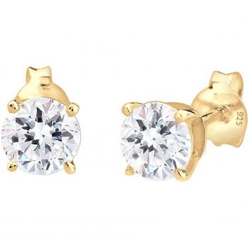 Pendientes de Plata Esterlina 925 con Cristales Brillantes - Diseño Redondo y Sencillo para Mujer