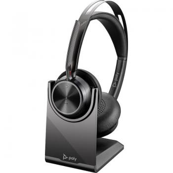 Auricular Poly Voyager Focus 2 UC - On-Ear Bluetooth, con cable y sin cable, cancelación activa de ruido, incluye cable USB-A a USB-C y base de carga