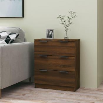 Aparador de madera contrachapada 60x30x70 cm en roble marrón, mueble de almacenaje moderno para salón, buffet, armario auxiliar y armario de almacenamiento