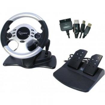Gembird STR-Shockforce - Volante de carreras con pedales, color negro