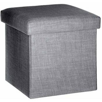 Pouf Plegable 2 en 1 Tomaz Gris Claro con Cofre de Almacenamiento 38 x 38 cm