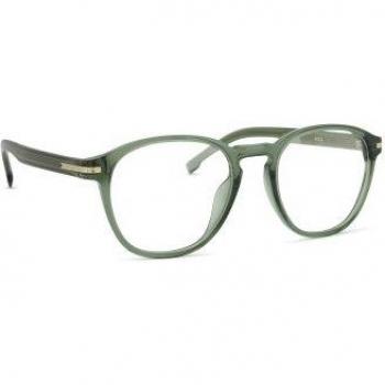 Hugo Boss Round Full-Rim Glasses in Bio-Acetate Frame, 51mm/19mm/145mm, Green