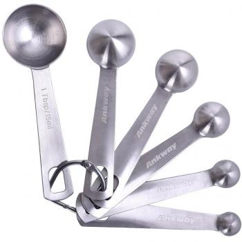 Cucharas de medición de acero inoxidable, Ankway Cuchara para ingredientes secos y líquidos, Cucharas de medición en diferentes tamaños, Cuchara de medición de 18/8