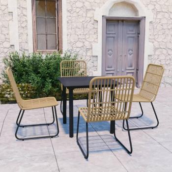 5-Piece Outdoor Dining Set in Synthetic Rattan and Glass