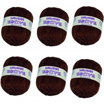 LA LANA ESTIVE 2212- PACK de 6 ovillos de 100grs cada uno para tejer. Color MARRON