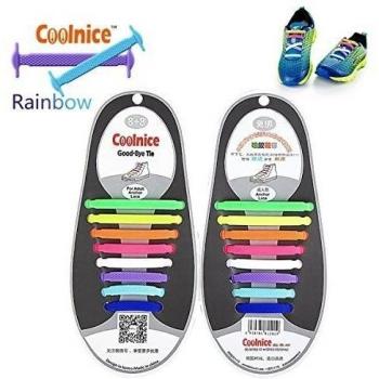 Coolnice de Cordones Elásticos para adultos 16pcs- silicio impermeable ambientalmente seguro DIY - Color del arco iris