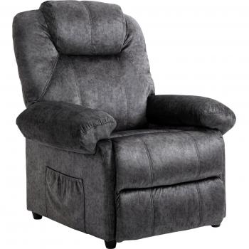 HOMCOM Sillón Relax Reclinable Manual Tapizado en Terciopelo Acolchado con Reposapiés Retráctil y Bolsillos Laterales para Salón Oficina Dormitorio 96x91x108 cm