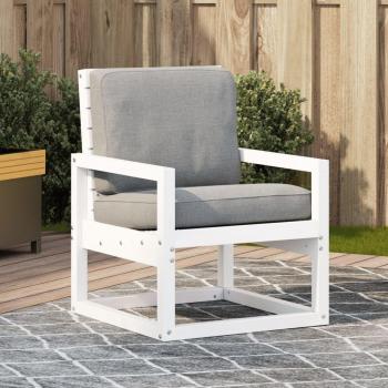 Silla de jardín blanca 57,5x63x76 cm madera maciza de pino