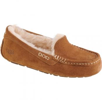 UGG Women's Ansley Sheepskin Suede Slipper in Brown, Size 6