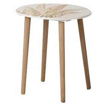 Mesa Auxiliar Elegante de Madera Natural y Blanca, Talla 45x45x50 cm - Alta Calidad