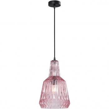 Lámpara colgante Lindby Belarion, rosa, 1 luz, cristal, Ø 23 cm
