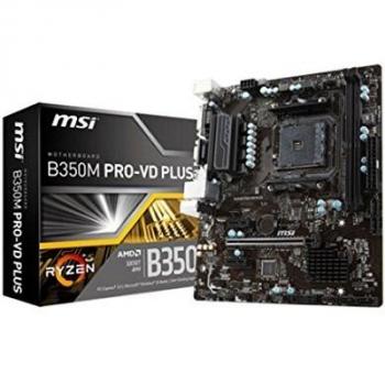 MSI B350M PRO-VD PLUS - Placa Base mATX AM4, DDR4-SDRAM, DIMM 1866-3200 MHz, Dual, 32 GB, VGA+DVI, GbLAN, 4SATA3, 6USB3.1