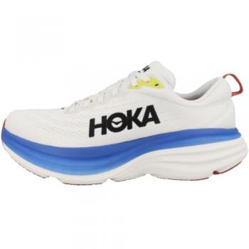 HOKA Bondi 8 Men's Road Running Shoes in White/Blue, Size 44