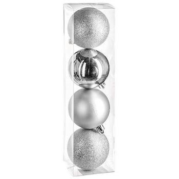 Bola de Navidad Plata 80mm x 4 para Decoración Navideña
