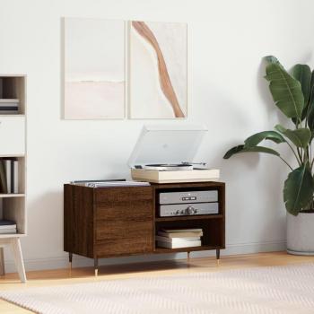 Soporte móvil de madera multicapa en color roble marrón, dimensiones 85x38x48 cm