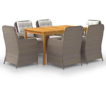 vidaXL Juego de comedor para jardín 7 piezas marrón