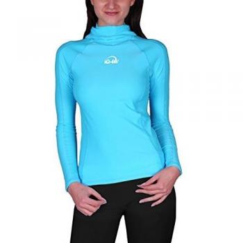 IQ-Company Hooded Camiseta de Brazos Largos, Mujer, Turquesa, S