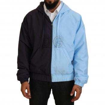 Dolce & Gabbana Black Blue DG Hooded Full Zip Men Jacket - IT50 | L, Elegant Hooded Blue Jacket, Full Zipper Closure, Multicolor male, Size: L