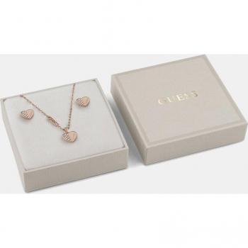 Juego de Collar y Aretes Lovely Guess - Set de collar y pendientes de acero en color oro rosa
