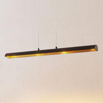 Lindby Solvina Lámpara Colgante LED Moderna de Metal Negro para Comedor y Salón, 4 Llamas, Largo