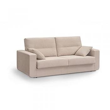 Sofá Cama Italiano Bolonia Color Tierra - Moderno, Tapizado en Tela, Asientos y Respaldo de Espuma, Estructura de Madera de Pino