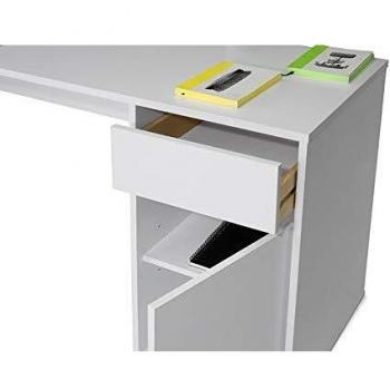 Mesa de Escritorio Burgos 5214 Topkit con Cajón y Puerta Color Blanco - Medidas 74x140x50 cm