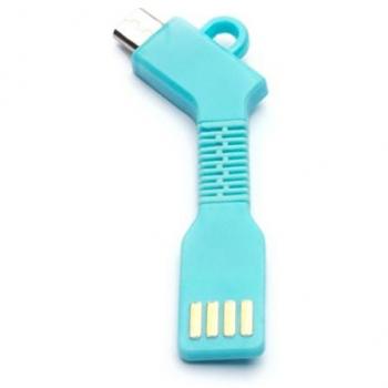 aricona  N°477  Cable adaptador USB micro-B a conector USB PowerBank como llavero, alternativa flexible y compacta al cargador, Größe:Apple;Farbe:azul