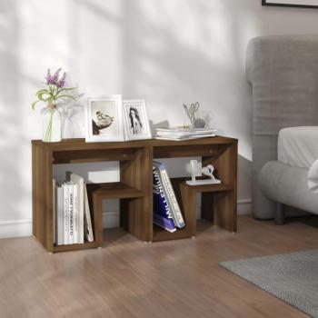 Mesita de noche Roble marrón 2 piezas 40x30x40 cm Madera multicapa