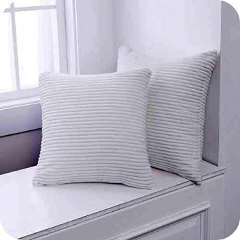 UMI Amazon Brand Fundas para Cojin Decorativas Cuadrado Suave 2 Piezas 65x65cm Blanco