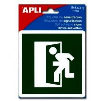 Apli - Etiqueta de señalización de salida de emergencia, adhesiva, 11,4 x 11,4 cm