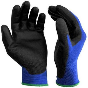 S&R 12 Guantes de Trabajo en fibra de Nylon con recubrimiento de PU - 12 pares. Talla M/8
