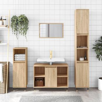 Mueble de baño Sonoma roble 30x30x100cm madera multicapa