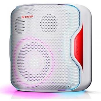 Sharp PS-919 Altavoz Portátil Blanco con Bluetooth 5.0, TWS, Sonido 3D, Luces Multicolor, Impermeable IPX5 y Batería Integrada de 130W